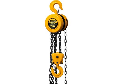 STAYER ProLift, 2 т, 2.5 м, ручная цепная шестеренная таль, Professional (4308-2)