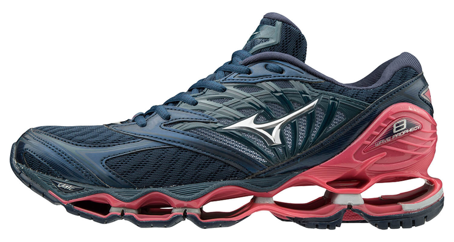 Mizuno Wave Prophecy 8 кроссовки для бега женские синие-розовые - 4