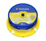 Оптический диск Verbatim DVD+RW 4.7GB 4X SERL Matt Silver, Spindle, 25 шт