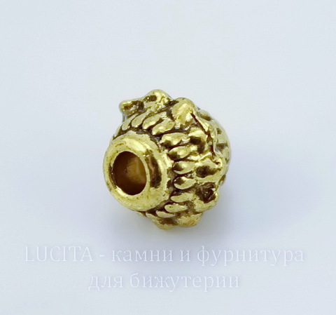 Бусина металлическая "Фонарик" 7х7 мм (цвет - античное золото), 10 штук
