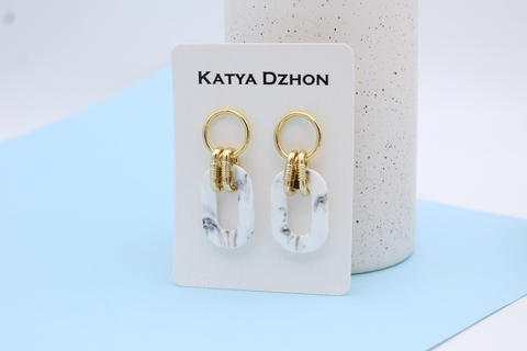 Серьги Katya Dzhon с кольцами из пластика золотистые