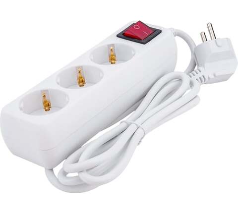Сетевой фильтр, удлинитель Navigator  NPE-S1-03-150-ESC-3x0.75 кабель 1,5м, 3 розетки, заземление, выключатель, защитные шторки, ПВС 3×0.75мм², 10А, макс. нагрузка 2200Вт, IP20, белый - купить в компании MAKtorg