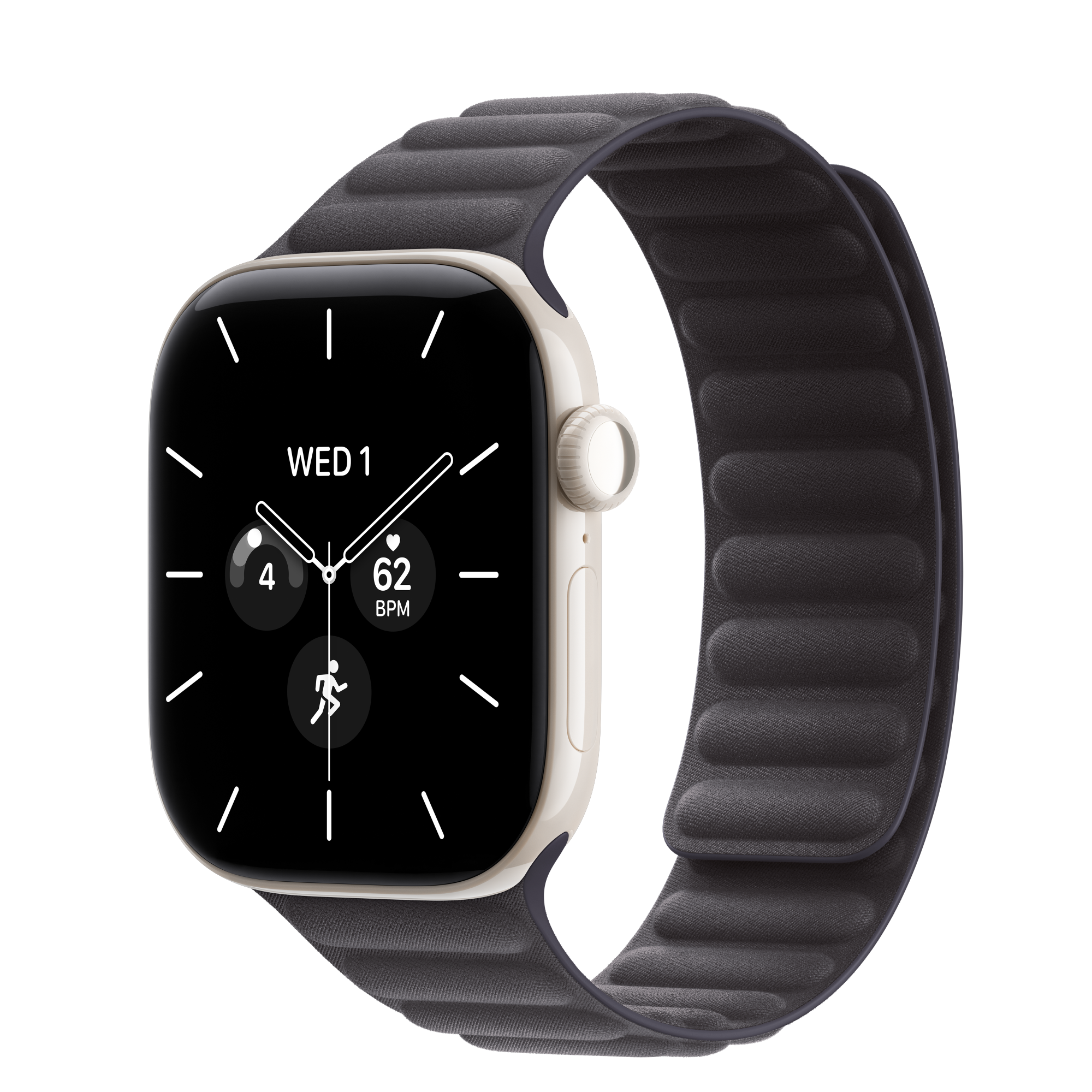 Apple Watch Series 12, Pearl White (жемчужно-белый) — официальное изображение Apple с подходящим ремешком