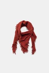 ZARA ЖАККАРДОВЫЙ ПЛАТОК С БАХРОМОЙ, ГРАНАТОВЫЙ