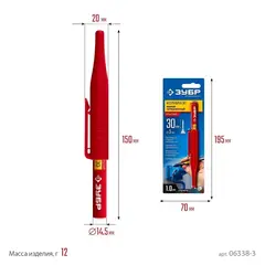 ЗУБР Колибри-30 красный, наконечник L 30 мм, d 3.0 мм, перманентный маркер для отверстий (06338-3)