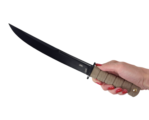 Нож туристический K839-1 VN PRO, сталь AUS8 титановое покрытие, рукоять Кратон, бежевый MOLLE