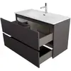 BelBagno UNO-MINI-1000-2C-SO-GSO База под раковину подвесная с фрезеров. ручк. по всей длине фасада с двумя выкатн. ящ.,Темно-Серый Мат.,1000x395x608