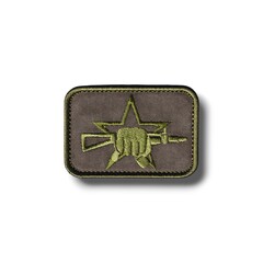 Мини-Шеврон (Патч На Кепку) «Боевая единица» (Кулак С Автоматом) Полевой 60х40 мм / Олива
