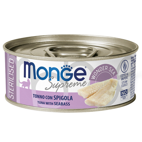 Monge Supreme sterilized для стерилизованных кошек из тунца с морским окунем 80г