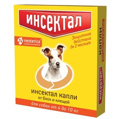 Инсектал капли для собак 4-10кг от блох и клещей