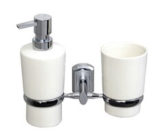 WasserKRAFT K-28189 Держатель стакана и дозатора, цвет: хром, белый фото