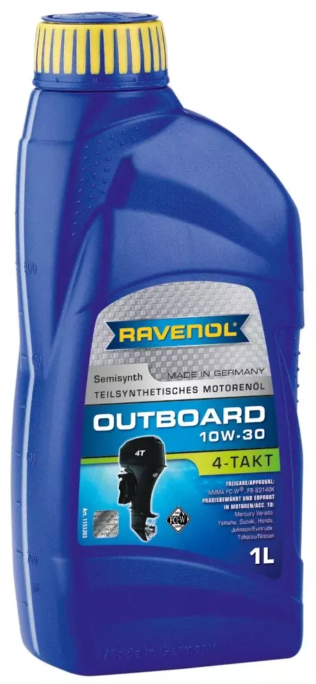 Моторное масло Ravenol Outboardoel 4T SAE 10W-30 полусинтетическое 1л