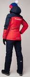 Премиальный теплый зимний костюм Nordski Mount Red-Dark Blue женский с высокой спинкой