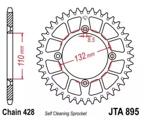 Звезда ведомая алюминиевая JTA895 49ORG