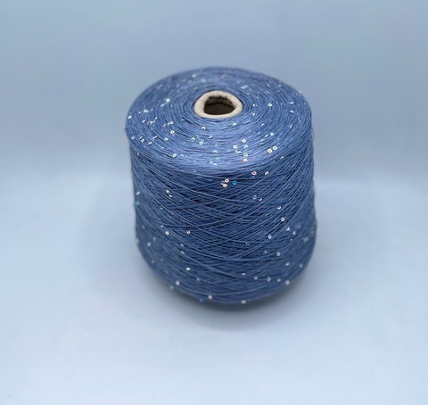 G&G Filati (пр.Италия), art-Lino 480м/100гр, 100%Лен +пайетка(разбеленный голографик), цвет-Светлый деним. арт.30411