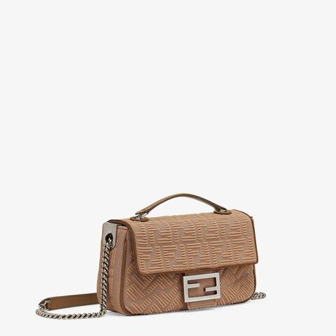 Сумка Fendi Baguette из ткани с логотипом Ff бежевый