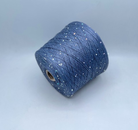 G&G Filati (пр.Италия), art-Lino 480м/100гр, 100%Лен +пайетка(разбеленный голографик), цвет-Светлый деним. арт.30411