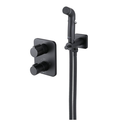 Lemark Bronx LM3740BL Смеситель с гигиеническим душем термостатический встраиваемый