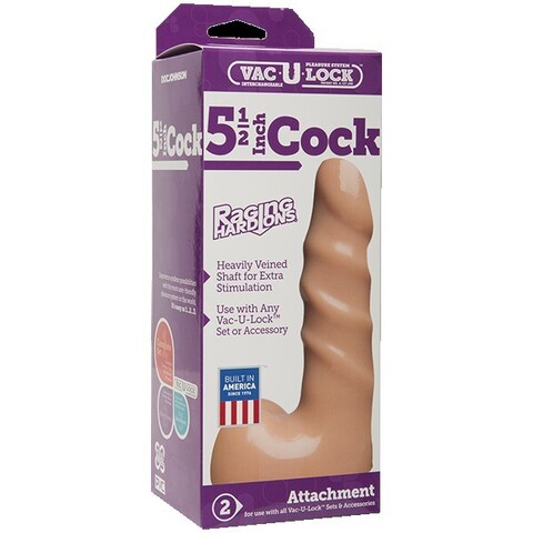 Насадка Харнесс 5 с мошонкой Vac-U-Lock™ - 5.5 Raging Hard-On Cock - Vanilla
