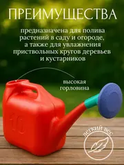 Лейка садовая пластиковая с горловиной, с насадкой, 10л (Россия) 64-0-211
