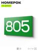 Номер на дверь 805, табличка на дверь для офиса, квартиры, кабинета, аудитории, склада, зеленая 120х70 мм, Айдентика Технолоджи
