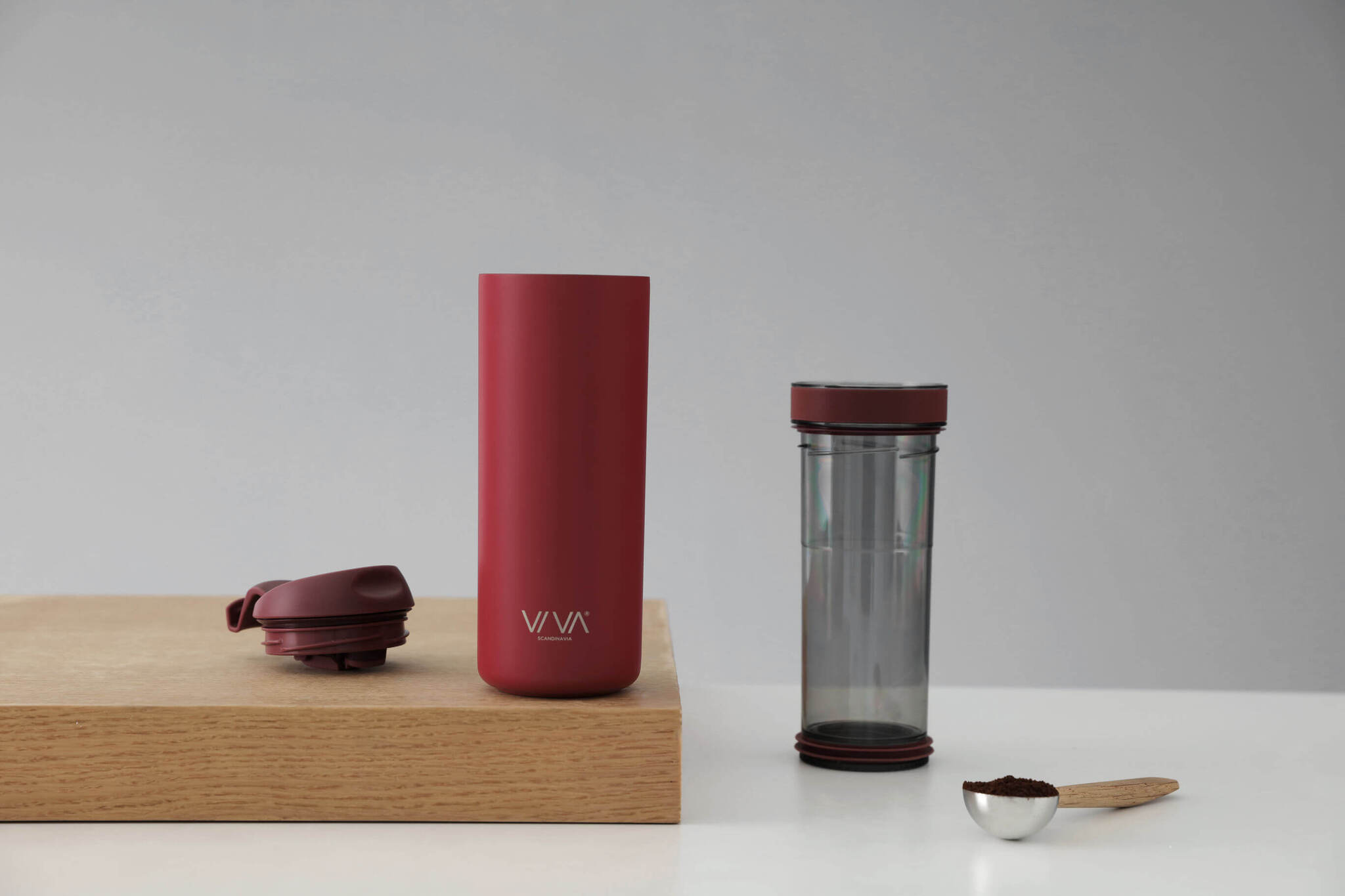 Тамблер для заваривания чая с функцией контроля SmartBrew, Viva Scandinavia "Recharge" 460 мл, бордовый