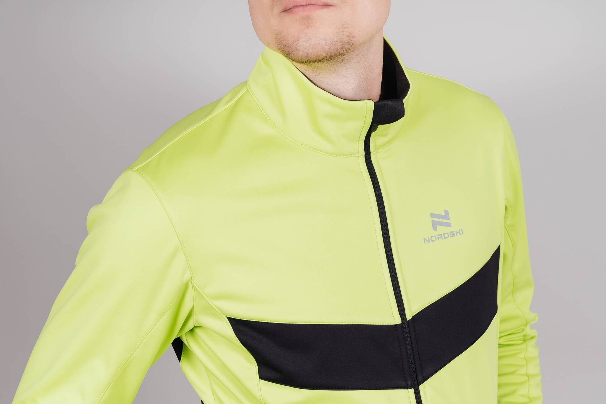 Мужская утепленная разминочная куртка Nordski Base lime-black - 5