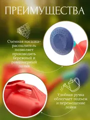 Лейка садовая пластиковая с горловиной, с насадкой, 10л (Россия) 64-0-211