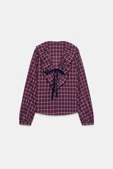 ZARA БЛУЗА В КЛЕТКУ С БАНТОМ, КРАСНЫЙ/ТЕМНО-СИНИЙ