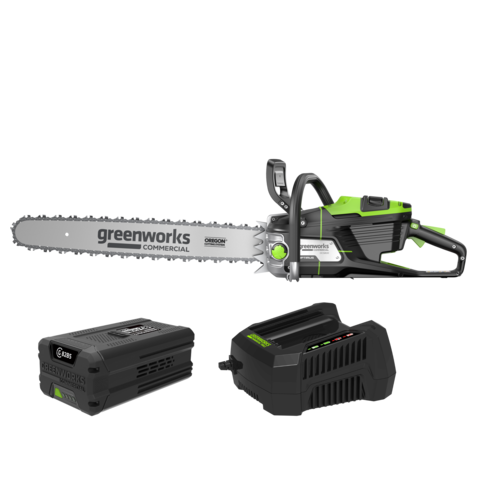 Цепная пила аккумуляторная Greenworks OCS800, 82V, 5,0 кВт, 50 см, бесщеточная, с АКБ 5Ач и ЗУ (2009707UB)