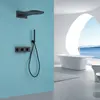 Abber Wasser Kreis AF8151B Душевая система скрытого монтажа без излива, термостат, цвет: черный матовый