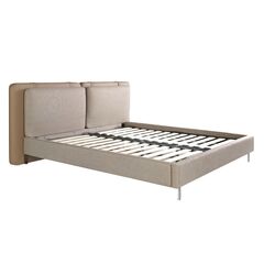 Кровать 7154/GC2220 из экокожи цвета норки и серой ткани