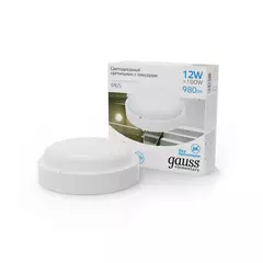 Св-к Gauss LED UNIVERSAL 12W 980 lm 6500K IP65 D160*53  ЖКХ круглый с микр.сенсором 126411312-S