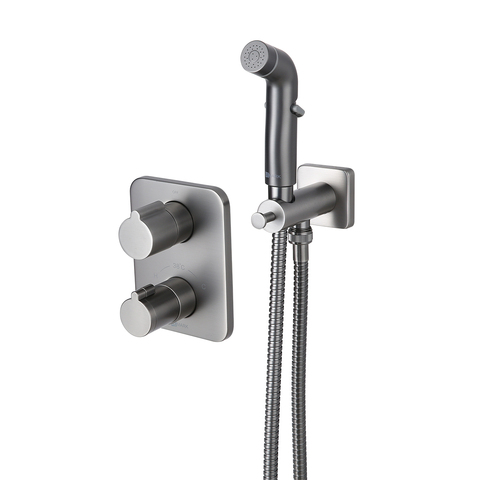 Lemark Bronx LM3740GM Смеситель с гигиеническим душем термостатический встраиваемый