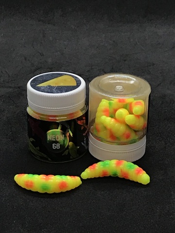 NEON 68 Maggot 46мм (6 шт ) СЫР цвет ЛИМОН/КРАСНАЯ ЗЕЛЁНАЯ ТОЧКА продажа от 2 шт.