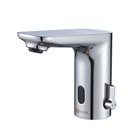 Lemark LM4659CE Смеситель для раковины бесконтактный (сенсорный) с возможностью ручной регулировки температуры воды, высота излива 12 см, длина 12 см, питание 240V/4xAA, латунь/хром