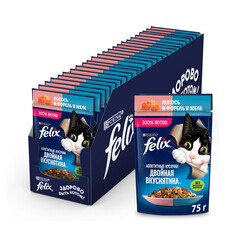 Felix Двойной Вкус пауч для взрослых кошек лосось,форель 75 г