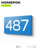 Номер на дверь 487, табличка на дверь для офиса, квартиры, кабинета, аудитории, склада, голубая 120х70 мм, Айдентика Технолоджи