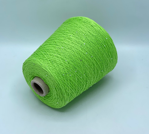 Бобинная пряжа, Cotone Paillettes, 420м, 97% Хлопок, 3% Полиэстер(пайетка), Светло-зеленый. 40705