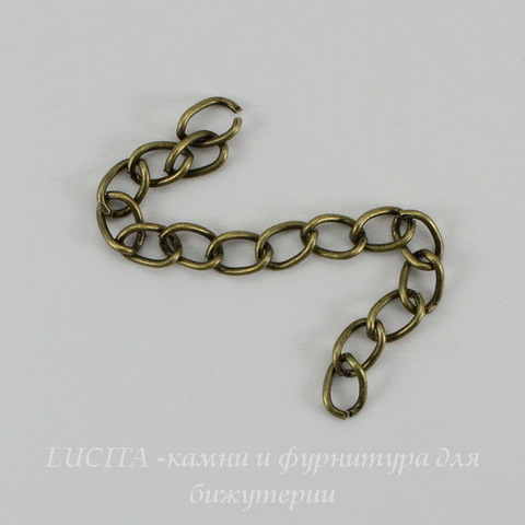 Цепь удлиняющая 5х3 мм, 50 мм (цвет - античная бронза), 10 штук