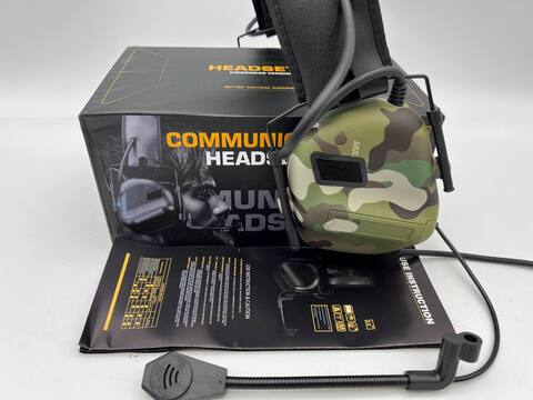 ”COMMUNICATION HEADSET V” Активные тактические наушники для стрельбы / съёмный микрофон (гарнитура), с активным шумоподавлением.