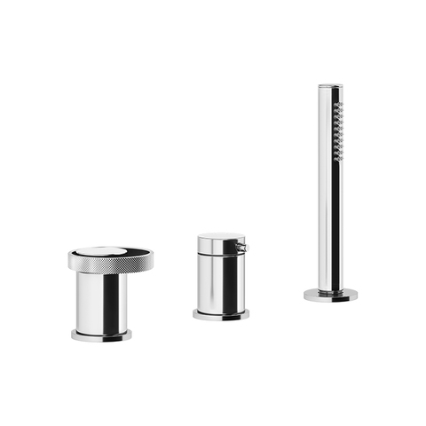 Gessi Anello 63347#031 Смеситель для ванны на 3 отверстия, девиатор, шланг, лейка. Наполнение через слив-перелив, цвет: хром