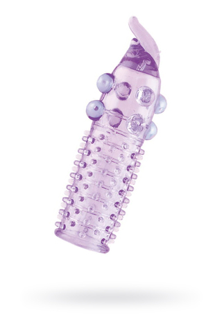 Насадка на пенис с шариками TOYFA Basic, TPE, фиолетовый, 13 см