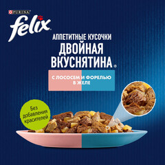 Felix Двойной Вкус пауч для взрослых кошек лосось,форель 75 г