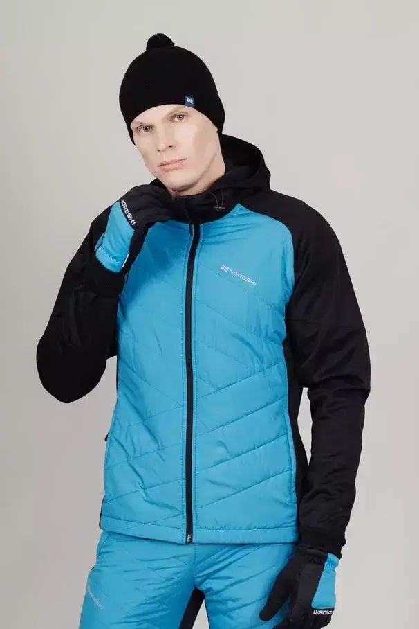 Мужской лыжный костюм с капюшоном Nordski Hybrid Warm light blue-black - 6