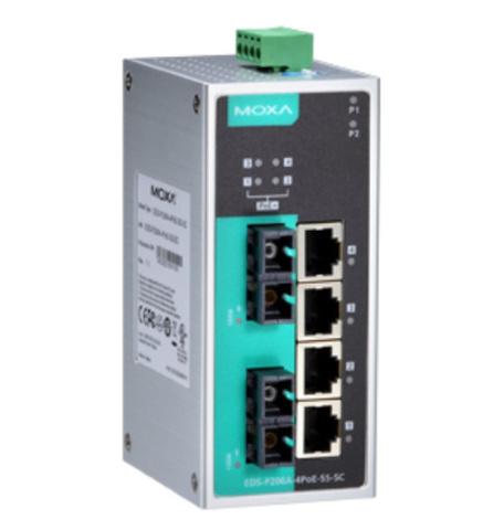 Коммутатор PoE MOXA EDS-P206A-4PoE-SS-SC-T
