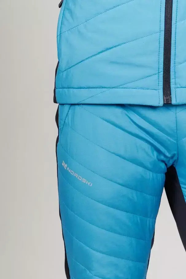 Мужской лыжный костюм с капюшоном Nordski Hybrid Warm light blue-black - 14