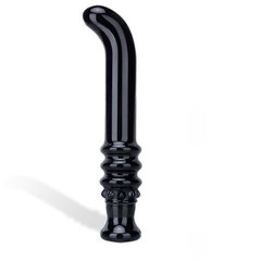 Черный вибромассажер G-Spot из стекла, 19 см