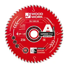 Диск пильный по цветным металлам 160x2,2/1,6x20 Z=56 A=10 Woodwork 36.160.56