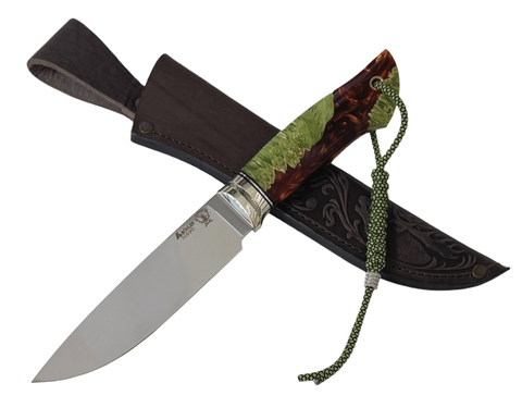 Нож Ладья, сталь Bohler N690, рукоять карельская берёза, акрил